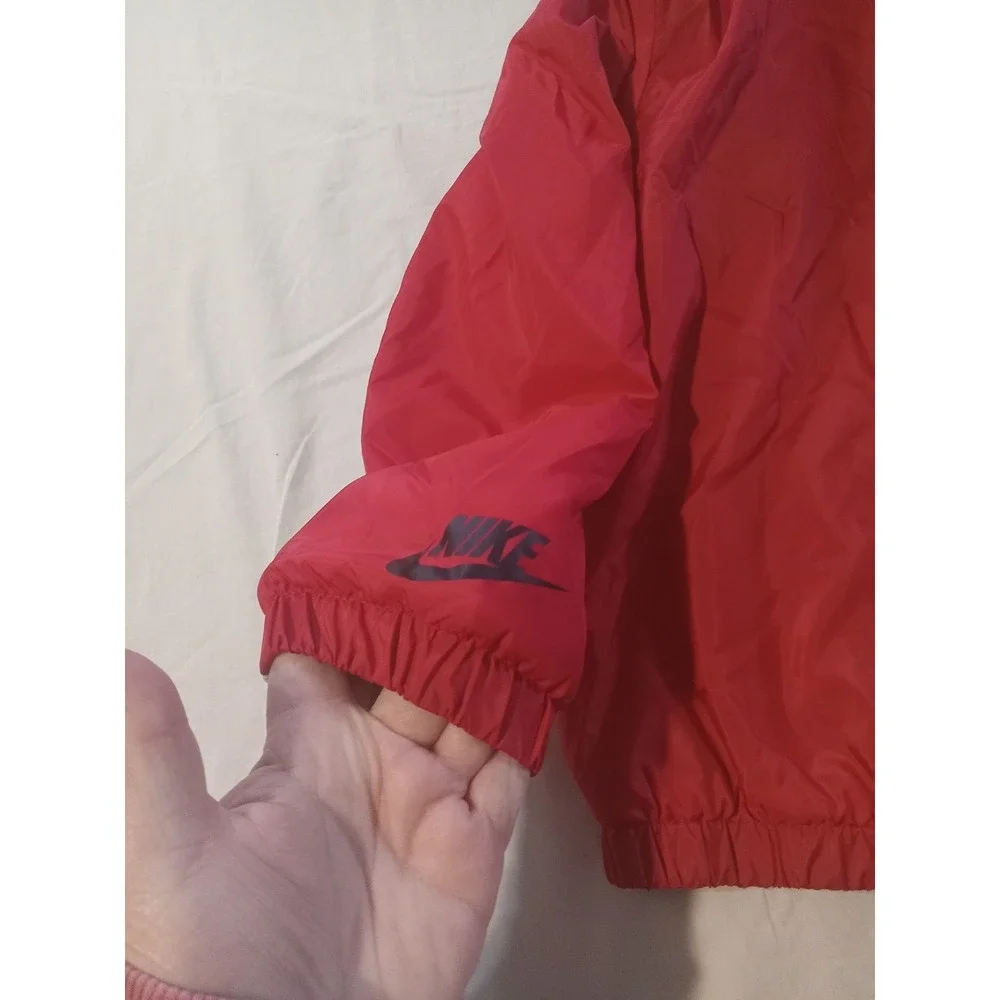 Nike Jacket Toddler Boys Sz 4 Red/Black‎ Hooded Fleece Windbreaker Swoosh Logo
